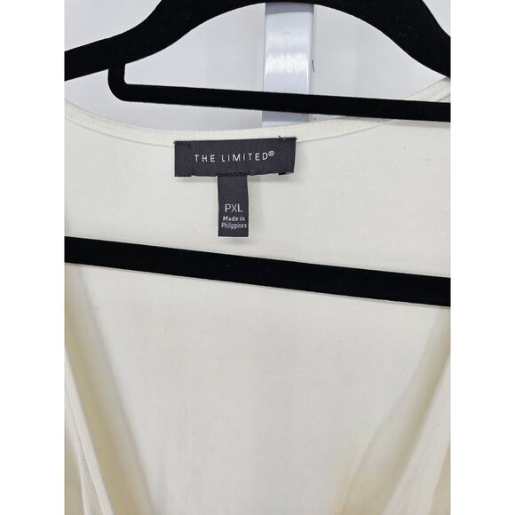 The Limited Womens Sz PXL Petite Long Sleeve Draped Blouse Cream Faux Wrap - Picture 3 of 4